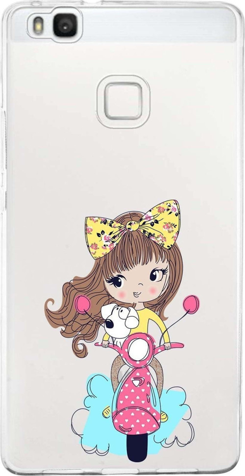 Huawei P9 Lite Uyumlu Kapak Vespagirl Tasarımlı Şeffaf Silikon Kılıf