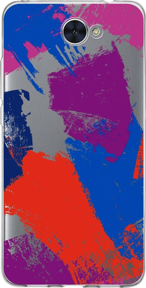 Huawei Y7 Uyumlu Kapak Brush Stroke Tasarımlı Şeffaf Silikon Kılıf