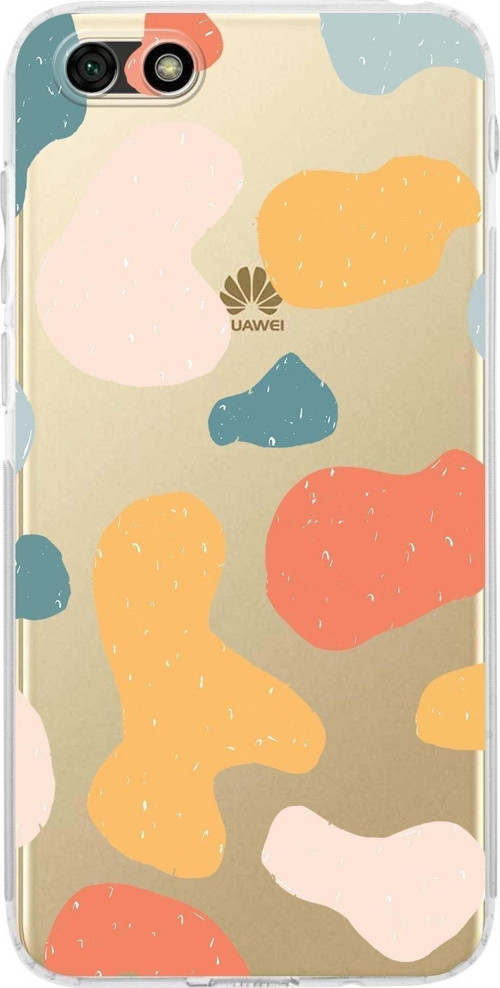 Huawei Y5 2018 Uyumlu Kamera Korumalı Kapak Grunge Tasarımlı Şeffaf Kılıf