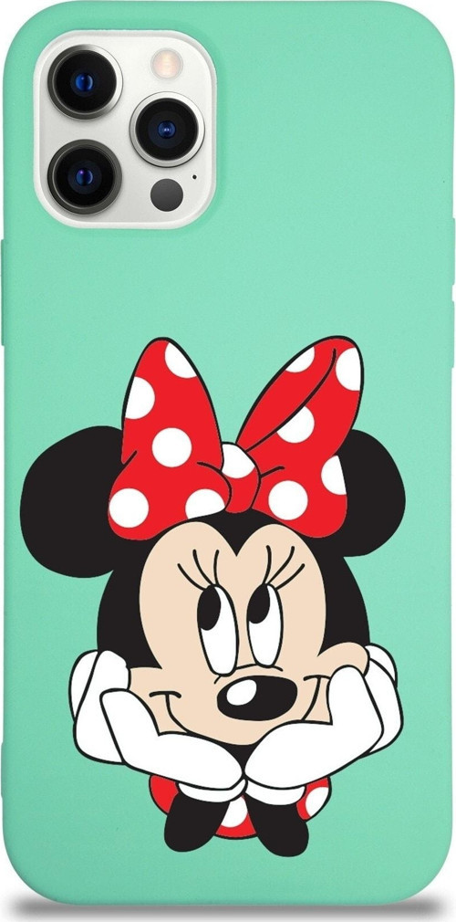 Iphone 12 Pro Max Lansman Kılıf Minnie Mouse Tasarımlı Altı Kapalı Içi Kadife Kaplı Kapak