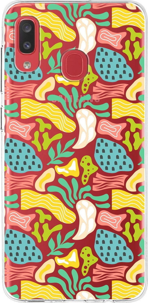 Galaxy A20 İle Uyumlu 1Mm Kapak Memphis Desen Tasarımlı Şeffaf Silikon Kılıf