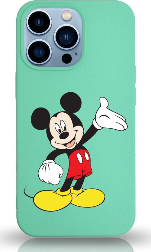 Iphone 13 Pro Max Uyumlu Lansman Kılıf Mickey Mouse Tasarımlı Altı Kapalı Içi Kadife Kaplı Kapak