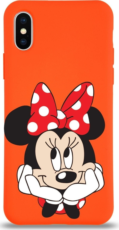 Iphone X Uyumlu Lansman Kılıf Minnie Mouse Tasarımlı Altı Kapalı Içi Kadife Kaplı Kapak