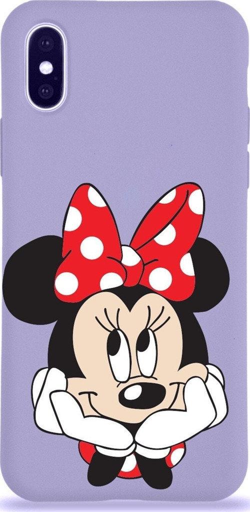 Iphone X Uyumlu Lansman Kılıf Minnie Mouse Tasarımlı Altı Kapalı Içi Kadife Kaplı Kapak