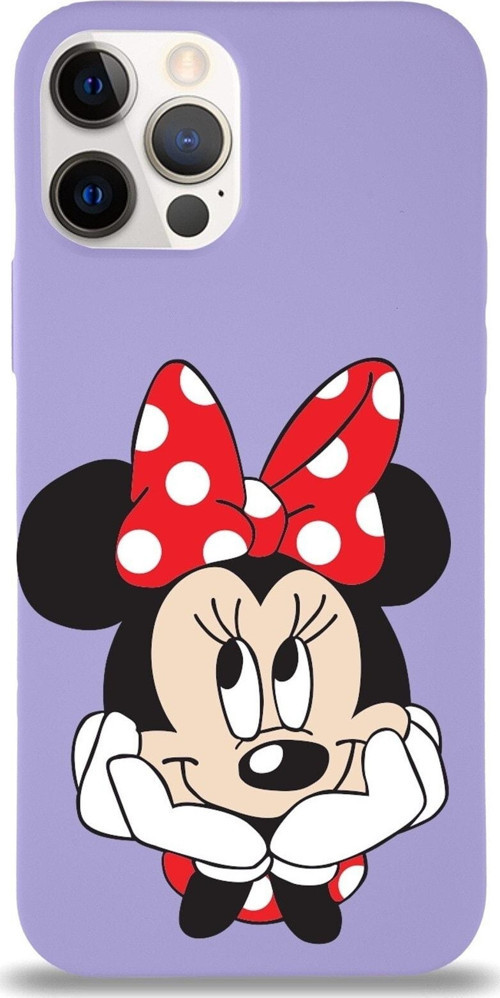 Iphone 12 Pro Max Uyumlu Kılıf Minnie Mouse Tasarımlı Altı Kapalı Içi Kadife Kaplı Kapak