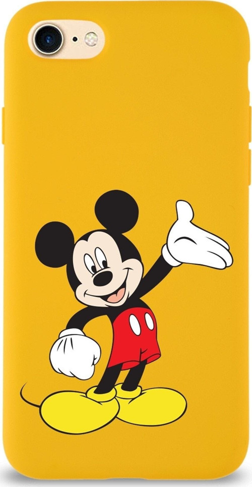 Iphone 8 Uyumlu Lansman Kılıf Mickey Mouse Tasarımlı Altı Kapalı Içi Kadife Kaplı Kapak