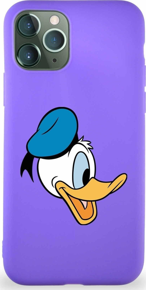 Iphone 11 Pro Uyumlu Soft Premier Kapak Donald Duck-F Tasarımlı Silikon Kılıf - Mor