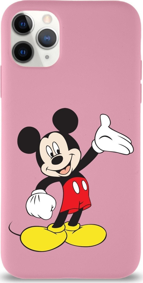 Iphone 11 Pro Max Uyumlu Lansman Kılıf Mickey Mouse Tasarımlı Altı Kapalı Içi Kadife Kaplı Kapak