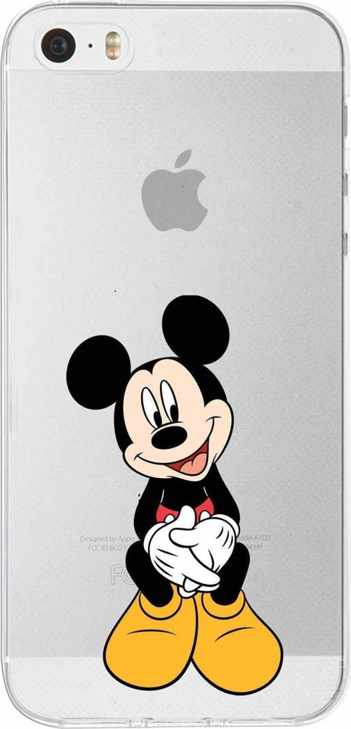 Iphone 5 Uyumlu Kapak Mickey Mouse Tasarımlı Şeffaf Silikon Kılıf