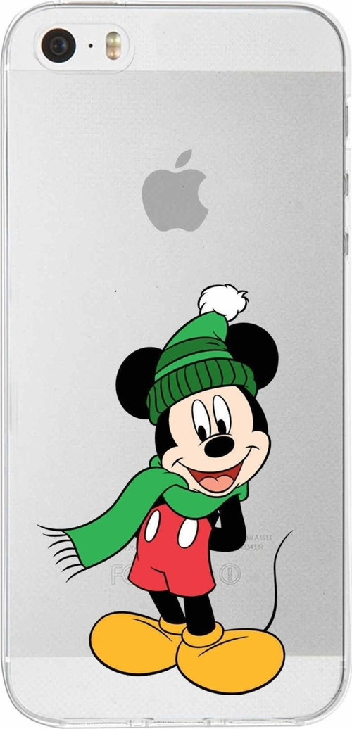 Iphone 5 Uyumlu Kapak Mickey Mouse Tasarımlı Şeffaf Silikon Kılıf