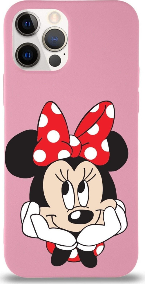 Iphone 12 Pro Max Uyumlu Lansman Kılıf Minnie Mouse Tasarımlı Altı Kapalı Içi Kadife Kaplı Kapak