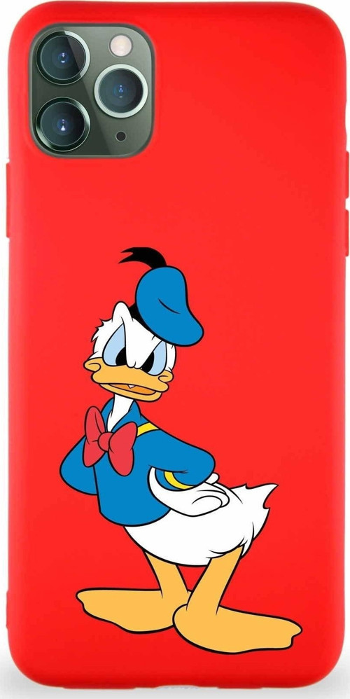 Iphone 11 Pro Max Uyumlu Soft Premier Kapak Donald Duck-D Tasarımlı Silikon Kılıf - Kırmızı
