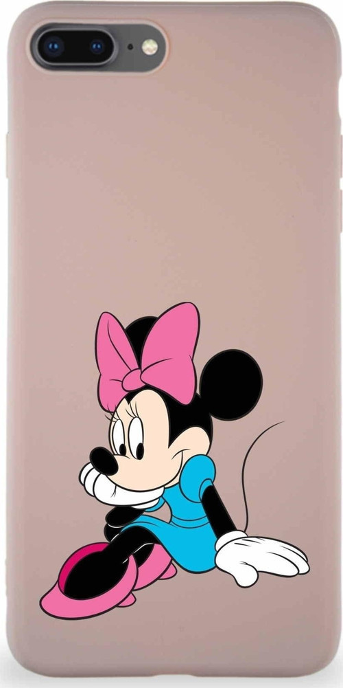 Iphone 7 Plus Soft Uyumlu Premier Kapak Minnie Mouse-E Tasarımlı Silikon Kılıf - Pudra
