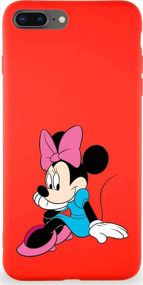 Iphone 7 Plus Uyumlu Soft Premier Kapak Minnie Mouse-E Tasarımlı Silikon Kılıf Kırmızı