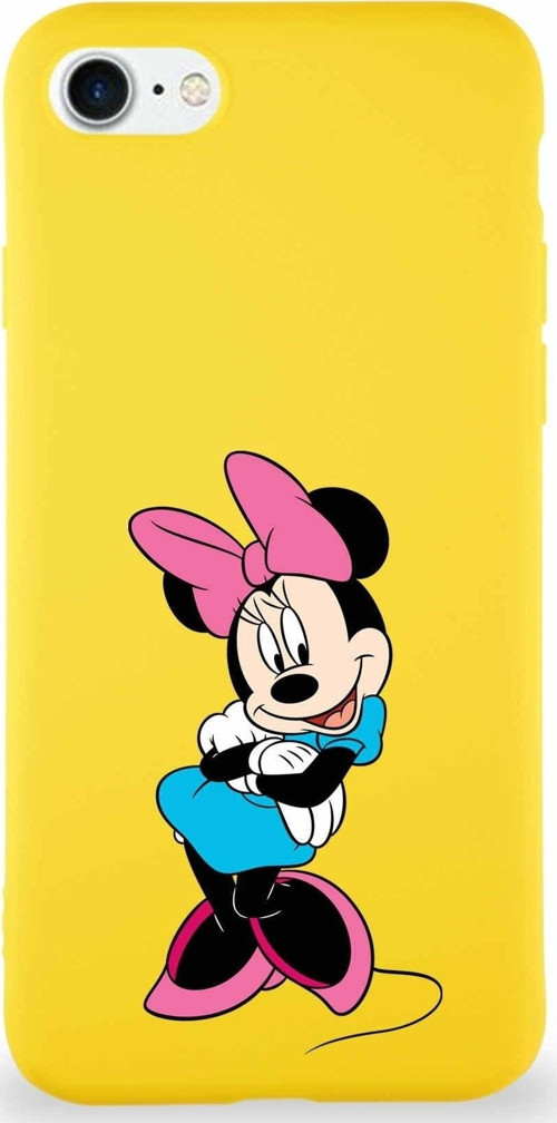 Iphone 7 Uyumlu Soft Premier Kapak Minnie Mouse-D Tasarımlı Silikon Kılıf Sarı