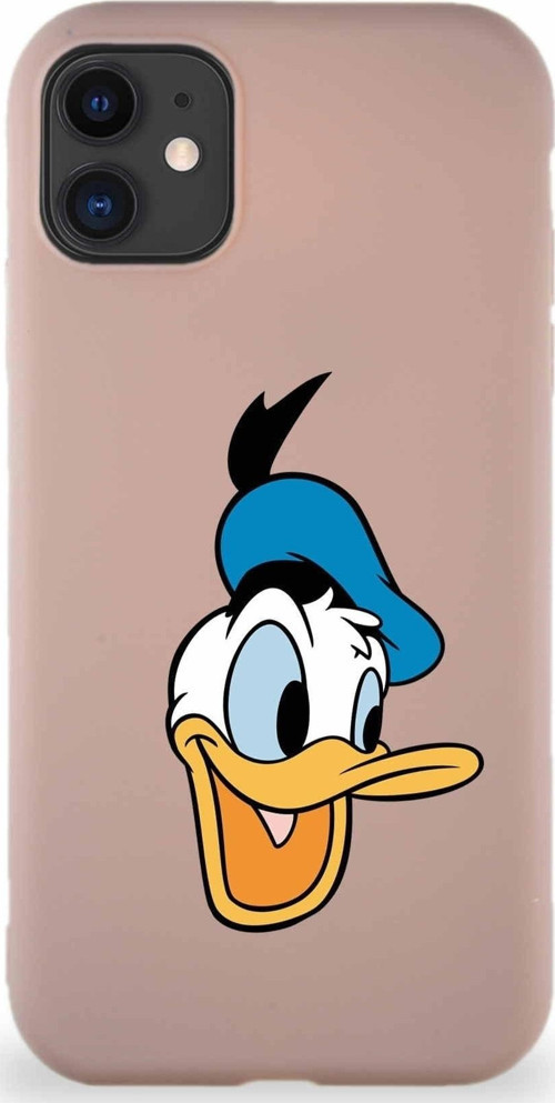 Iphone 11 Soft Premier Uyumlu Donald Duck-A Tasarımlı Silikon Kılıf - Pudra
