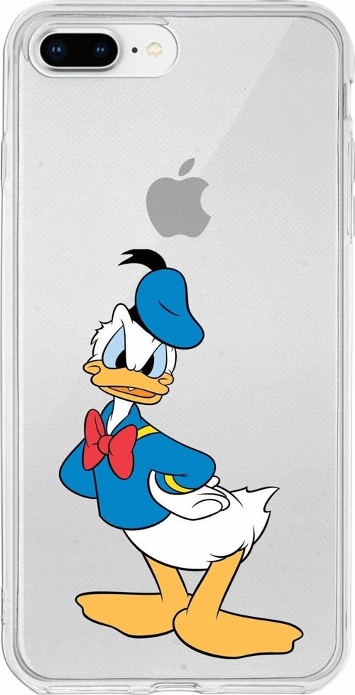 Iphone 8 Plus Uyumlu Kapak Donald Duck Tasarımlı Şeffaf Silikon Kılıf