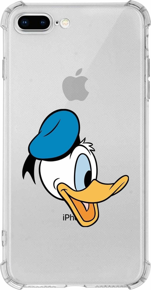 Iphone 8 Plus Uyumlu Köşe Korumalı Antişok Kapak Donald Duck Tasarımlı Şeffaf Kılıf