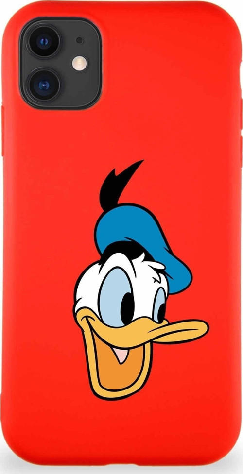 Iphone 11 Uyumlu Soft Premier Kapak Donald Duck-A Tasarımlı Silikon Kılıf - Kırmızı
