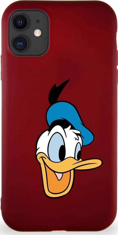 Iphone 11 Uyumlu Soft Premier Kapak Donald Duck-A Tasarımlı Silikon Kılıf - Mürdüm