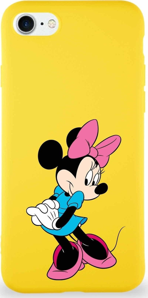 Iphone 8 Soft Premier Kapak Minnie Mouse-F Tasarımlı Silikon Kılıf - Sarı Uyumlu