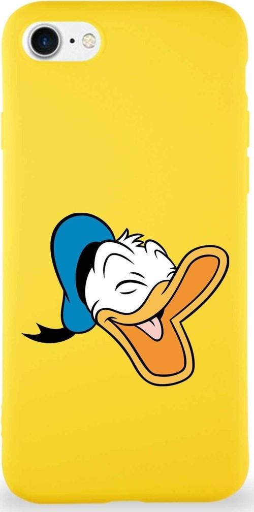 Iphone 8 Soft Premier Uyumlu Donald Duck-E Tasarımlı Silikon Kılıf - Sarı