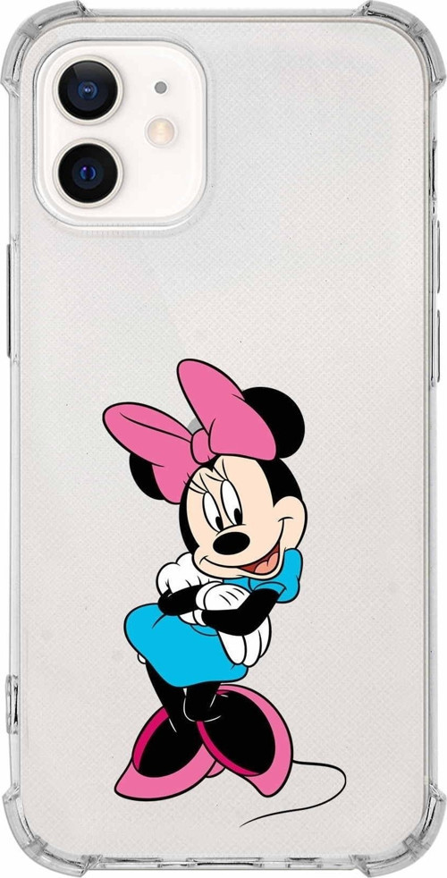 Iphone 12 Mini Uyumlu Köşe Korumalı Antişok Kapak Minnie Mouse Tasarımlı Şeffaf Kılıf