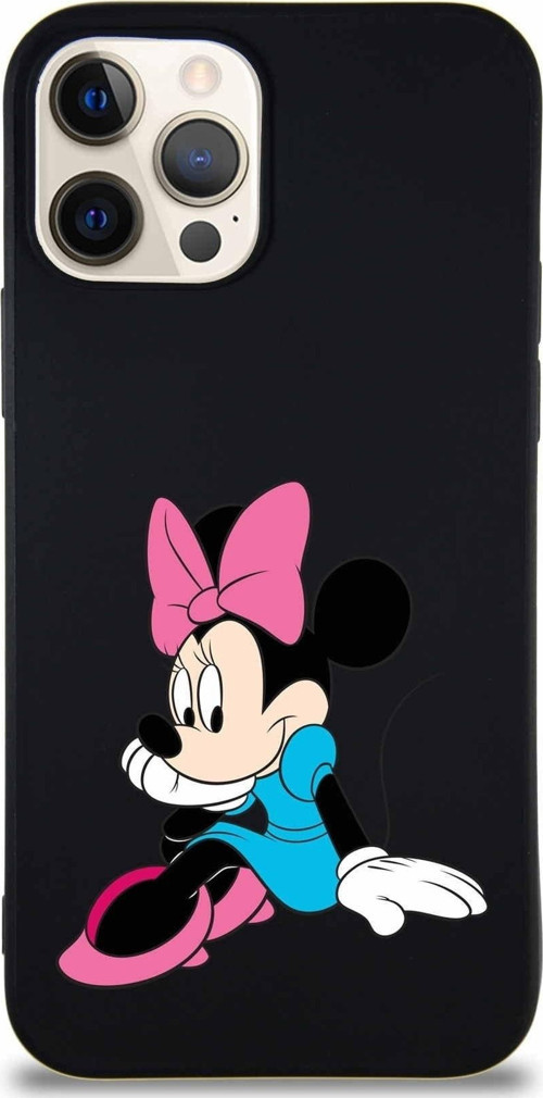Iphone 12 Pro Soft Uyumlu Premier Kapak Minnie Mouse-E Tasarımlı Silikon Kılıf - Siyah