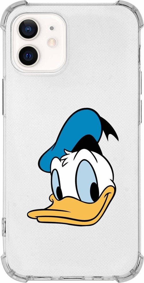 Iphone 12 Uyumlu Köşe Korumalı Antişok Kapak Donald Duck Tasarımlı Şeffaf Kılıf