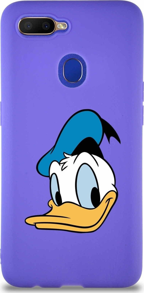Oppo Ax7 Soft Premier Kapak Donald Duck-B Tasarımlı Silikon Kılıf - Mor