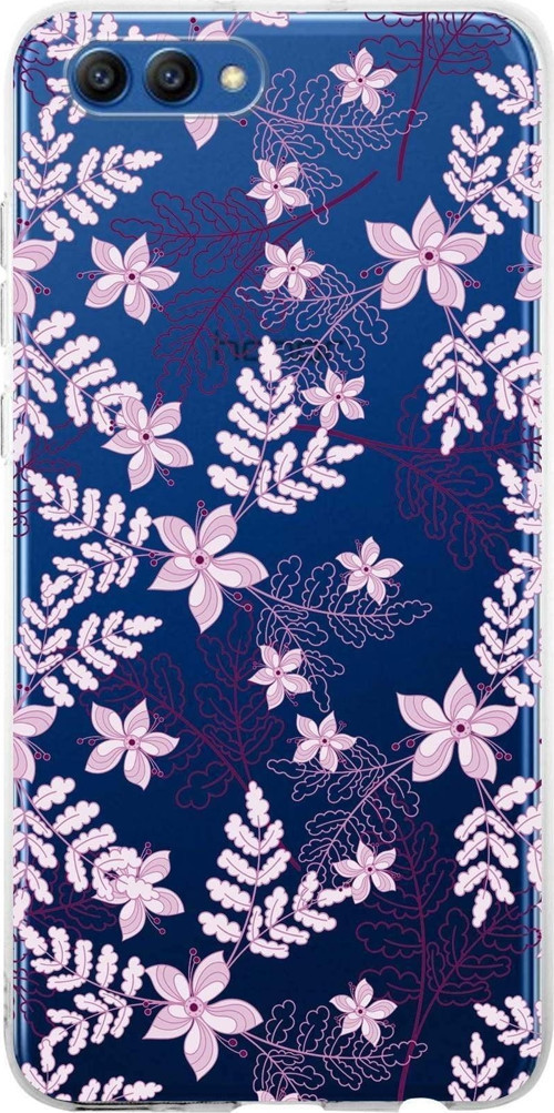 Huawei Honor View 20 Uyumlu Kapak Floral Pudra Tasarımlı Şeffaf Silikon Kılıf
