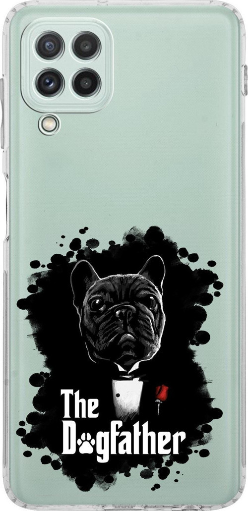 Samsung Galaxy M22 Kamera Korumalı Kapak Dog Father Tasarımlı Şeffaf Kılıf