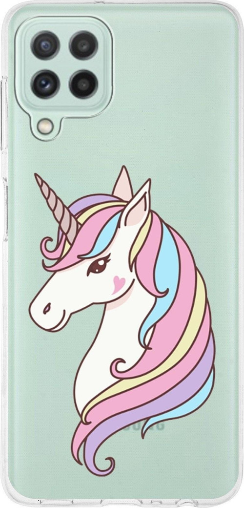 Samsung Galaxy M32 Uyumlu Kapak Unicorn Tasarımlı Şeffaf Silikon Kılıf