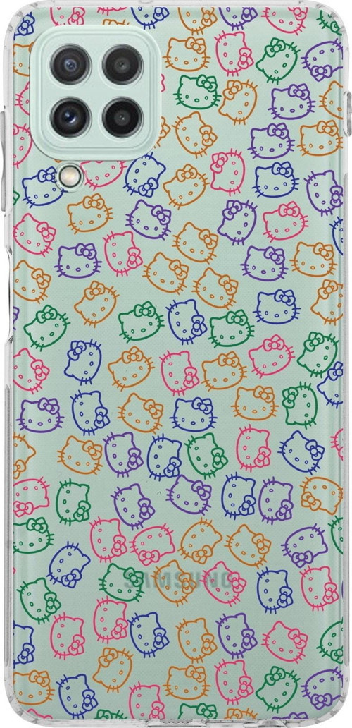 Samsung Galaxy M32 Kamera Korumalı Kapak Hello Kitty Tasarımlı Şeffaf Kılıf
