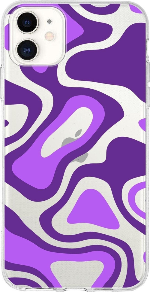 Iphone 11 Uyumlu Kapak Renkli Desen Tasarımlı Şeffaf Silikon Kılıf