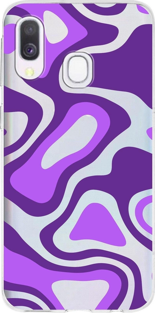 Samsung Galaxy A40 Kapak Renkli Desen Tasarımlı Şeffaf Silikon Kılıf