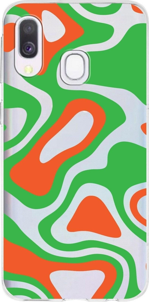 Samsung Galaxy A40 Kapak Renkli Desen Tasarımlı Şeffaf Silikon Kılıf