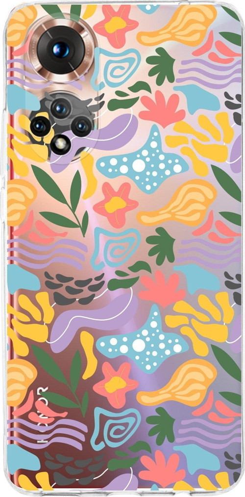 Huawei Honor 50 İle Uyumlu 1Mm Kapak Memphis Desen Tasarımlı Şeffaf Silikon Kılıf