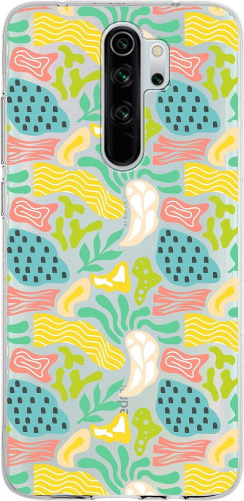 Xiaomi Redmi Note 8 Pro İle Uyumlu 1Mm Kapak Memphis Desen Tasarımlı Şeffaf Silikon Kılıf