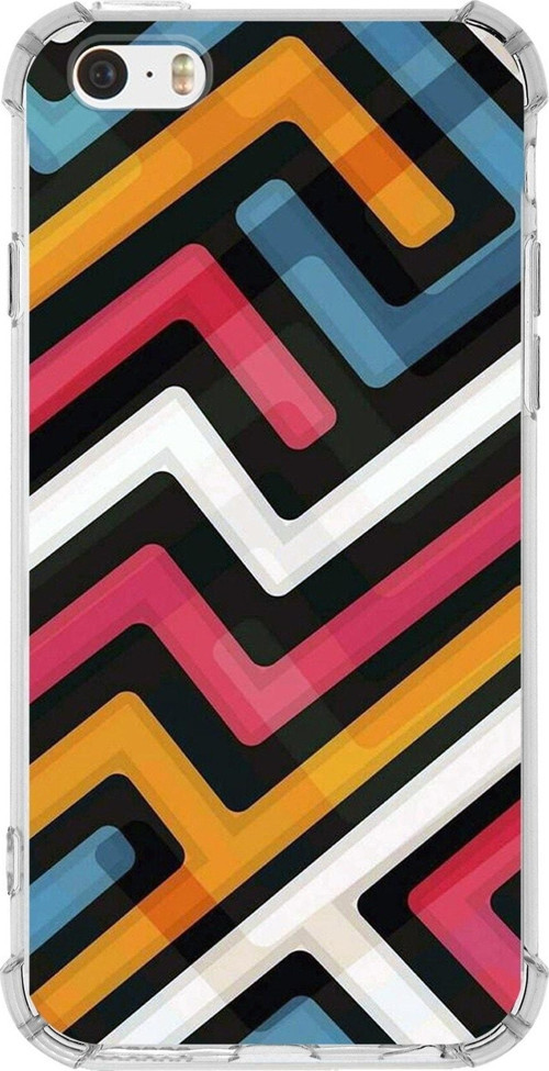 Iphone 5Se Uyumlu Köşe Korumalı Antişok Kapak Labirent Grafiti Tasarımlı Şeffaf Kılıf