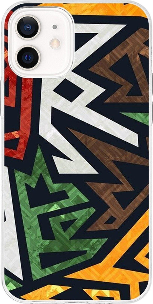 Iphone 12 Mini Uyumlu Kapak Soyut Grafiti Tasarımlı Şeffaf Silikon Kılıf