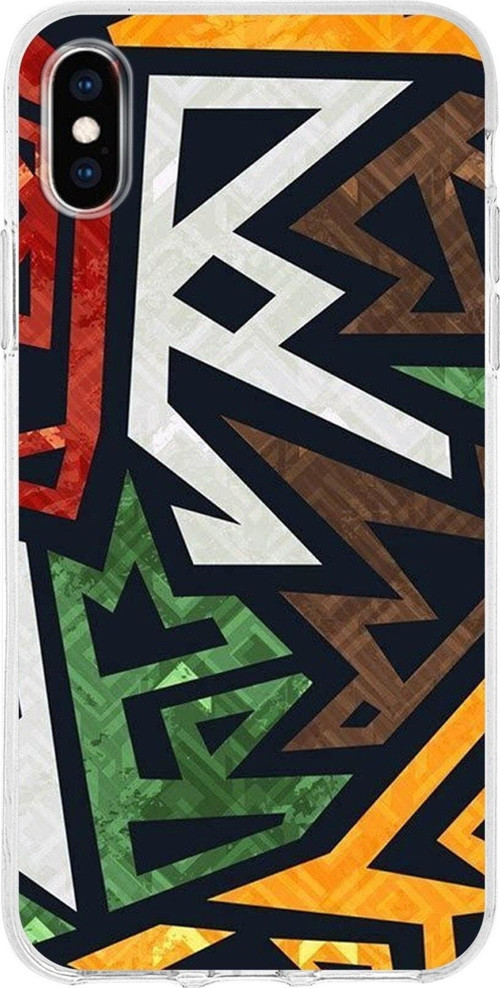 Iphone Xs Uyumlu Kapak Soyut Grafiti Tasarımlı Şeffaf Silikon Kılıf