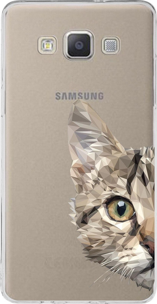 Samsung Galaxy A5 (2015) Uyumlu Kapak Catface Tasarımlı Şeffaf Silikon Kılıf