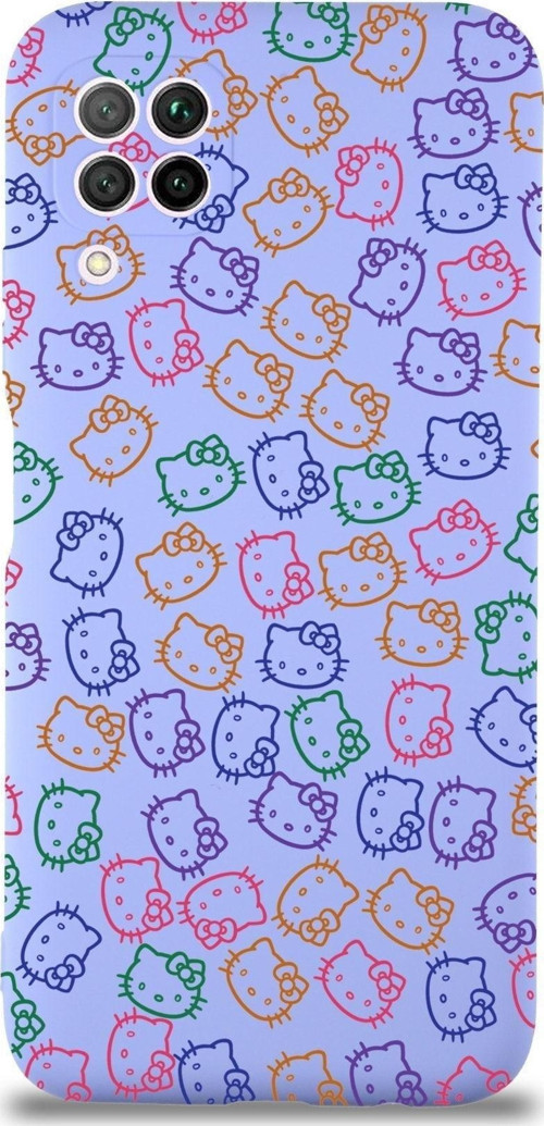 Huawei P 40 Lite Uyumlu Lansman Kılıf Hello Kitty Tasarımlı Içi Kadife Kapak-Lila