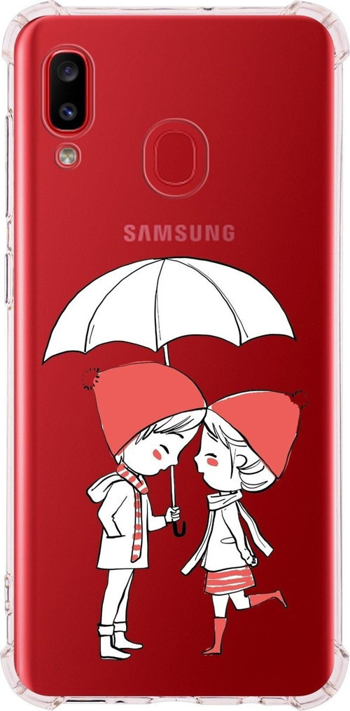 Samsung Galaxy A20 Uyumlu Köşe Korumalı Antişok Kapak Aşk Tasarımlı Şeffaf Silikon Kılıf