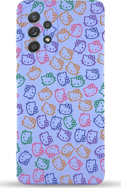 Samsung Galaxy A13 Uyumlu Lansman Kılıf Hello Kitty Tasarımlı Içi Kadife Kapak-Lila