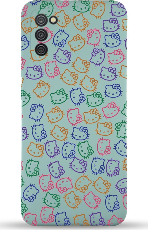 Samsung Galaxy A02S Uyumlu Lansman Kılıf Hello Kitty Tasarımlı Içi Kadife Kapak-Turkuaz