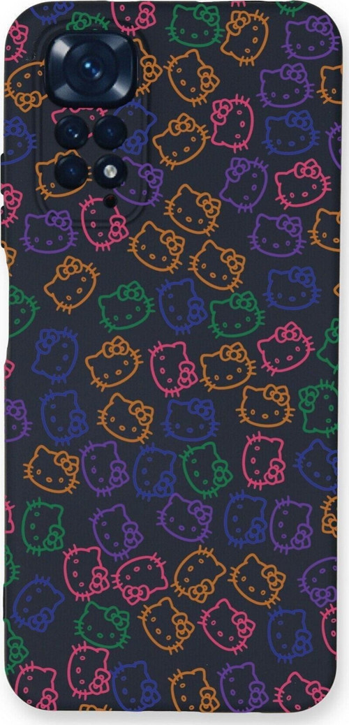 Xiaomi Redmi Note 11 Uyumlu Lansman Kılıf Hello Kitty Tasarımlı Içi Kadife Kapak-Koyu Mavi