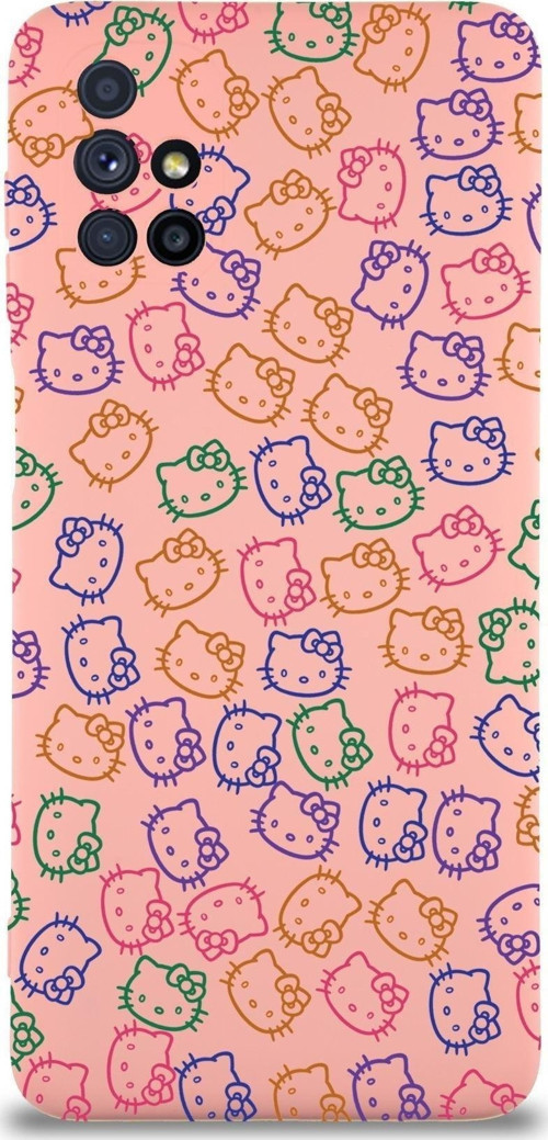 Samsung Galaxy M51 Uyumlu Lansman Kılıf Hello Kitty Tasarımlı Içi Kadife Kapak-Pembe