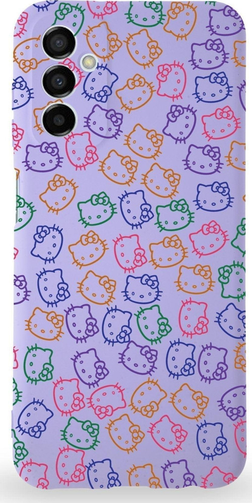 Samsung Galaxy M13 Uyumlu Lansman Kılıf Hello Kitty Tasarımlı Içi Kadife Kapak-Lila